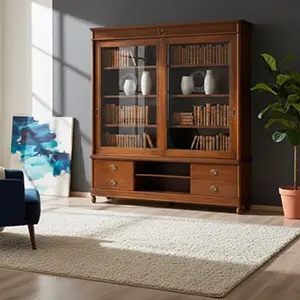 Шкаф книжный "Мария Сильва" Орех MS913  купить в интернет магазине Мебель из массива. Звоните +7 495 961-63-63 Книжные шкафы из массива дерева