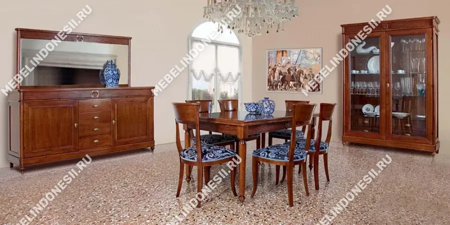 Буфет с зеркалом "Бурбон" Орех BJ909-BJ917  купить в интернет магазине Мебель из массива. Звоните +7 495 961-63-63 Буфеты из массива дерева