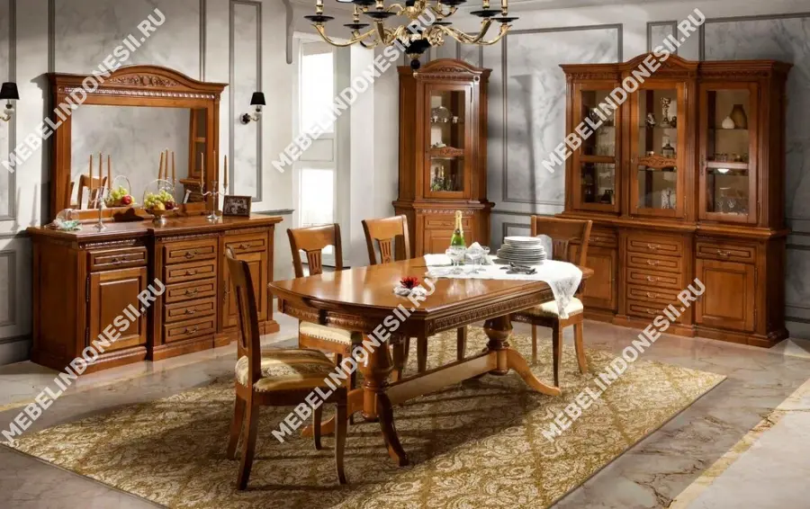 Буфет с зеркалом "Венеция" Слоновая кость 702-703  купить в интернет магазине Мебель из массива. Звоните +7 495 961-63-63 Буфеты из массива дерева