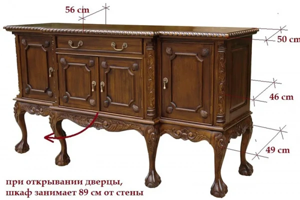 Буфет в стиле Чиппендейл MSM.89 BF03/TOP купить в интернет магазине Мебель из массива. Звоните +7 495 961-63-63 Мебель Индонезии